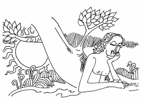 Illustration by Karunakaram Perambra for the poem 'Sugandha Doothukal' by Malayalam poet Priyavrathan