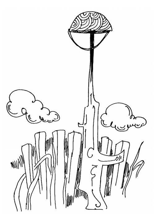 Illustration by Karunakaram Perambra for the poem 'Vagayile pulkkodikal' by Malayalam poet Priyavrathan