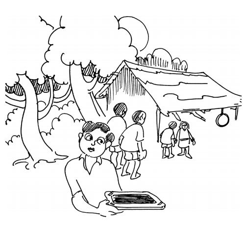 Illustration by Karunakaran Perambra for the poem 'Akashavidyalayam' penned by Priyavrathan