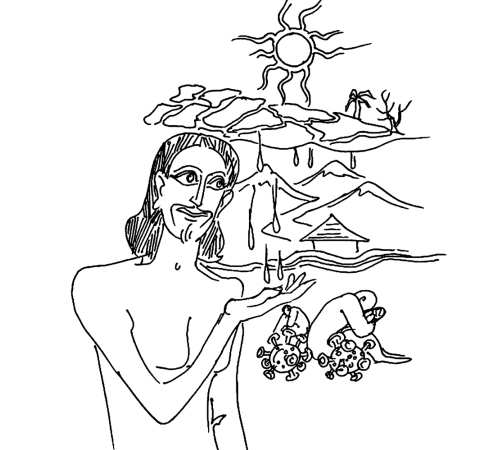 Illustration by Karunakaram Perambra for the poem Enkilum written by Priyavrathan