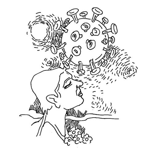 Illustration by Karunakaram Perambra for the poem Kandu theeraathe by Malayalam poet Priyavrathan