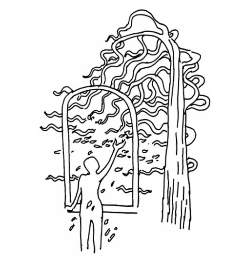 Illustration by Karunakaram Perambra for the poem 'Kodumkaatt Undaavunnathu' by Malayalam poet Priyavrathan