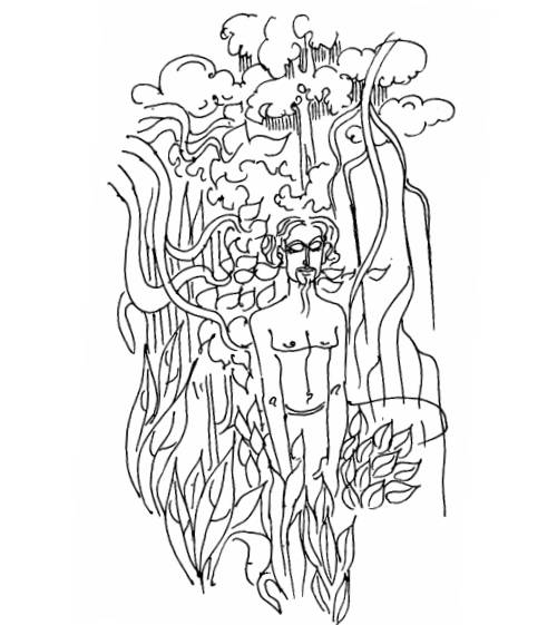 Illustration by Karunakaram Perambra for the poem Yudhanantharam by Malayalam poet Priyavrathan